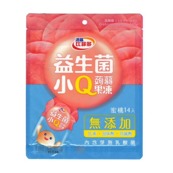 台灣 FeedMi 比菲多 益生菌小Q魔芋果凍 水蜜桃口味 14枚裝 280g * 4袋