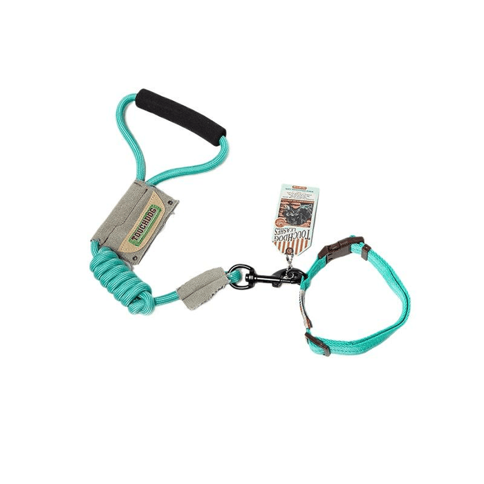 [중국 직배송] 일본산 터치독 강아지 목줄/리드줄 세트 - 편안한 착용감과 탈출 방지 - 파란색 목줄 + 리드줄 - 사이즈 M