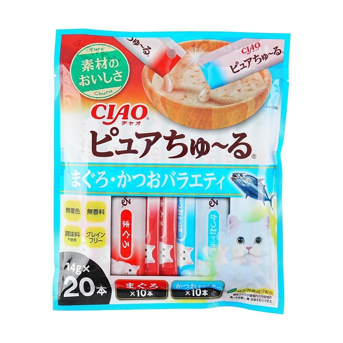 日本INABA伊納寶 啾嚕貓條 鮪魚和鰹魚口味 混合 20個