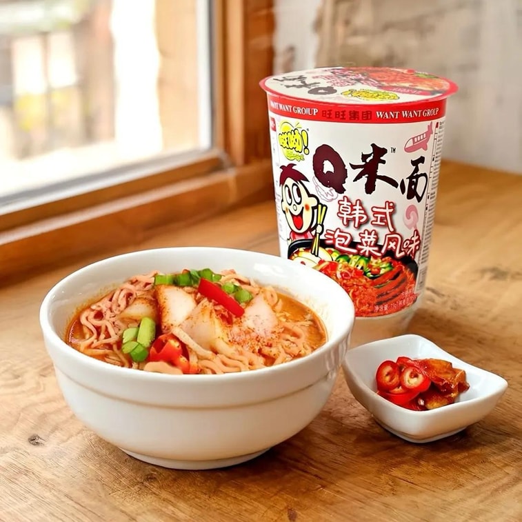 旺旺 哎呦Q米面 米粉方便面 韩式泡菜风味 73g *6【6份超值装】【非油炸面饼】 10