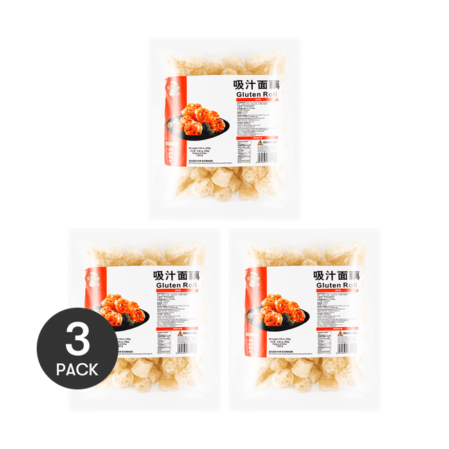 【밸류 팩】전골용 한입 크기 글루텐 롤, 훠궈,마라탕 식재료, 8.81oz * 3
