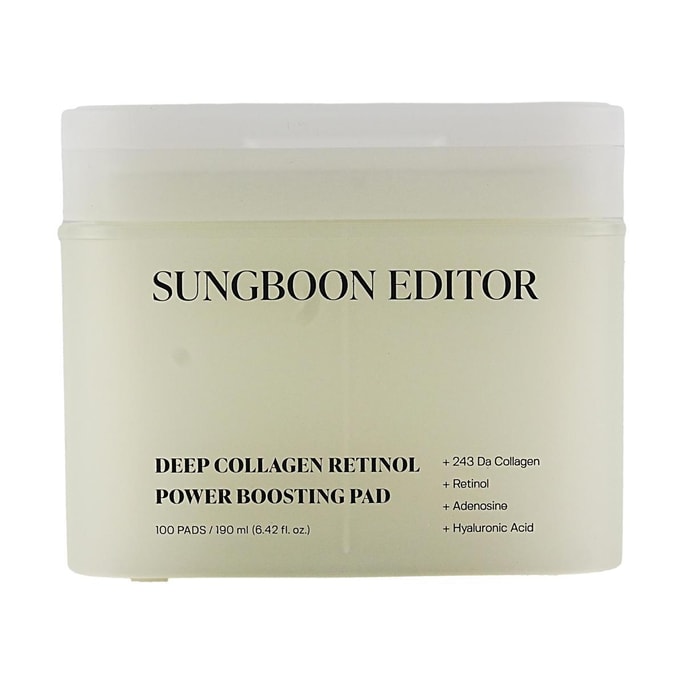 韩国SUNGBOON EDITOR 深层胶原蛋白视黄醇能量精华湿敷棉片 100片 温和保湿 清凉舒缓 弹润饱满 柔滑细腻 敏感肌