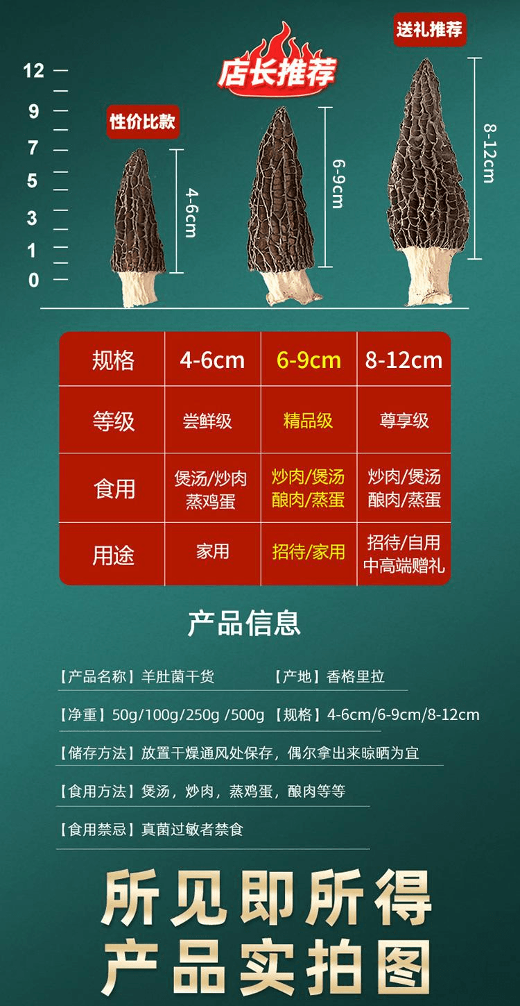 【中国直邮】 醉语阁 野生菌羊肚菌干货云南纯菇蘑干牛肚菌真头茬剪柄野生菌羊肚菌4-6cm净重60g1袋