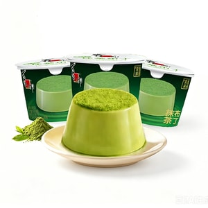 Direct Mail | Xizhilang Matcha Pudding 55g*3 Cups, Silky Creamy Ready-to-Eat Dessert, Afternoon Tea Snack For Kids & Daily Leisure