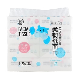 Facial Tissues, Soft and Flexible, 120 Sheets Per Pack, 8 packs