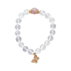 Natural Rose Quartz & Strawberry Quartz Bracelet – 6mm Love & Friendship Magnet 1Piece