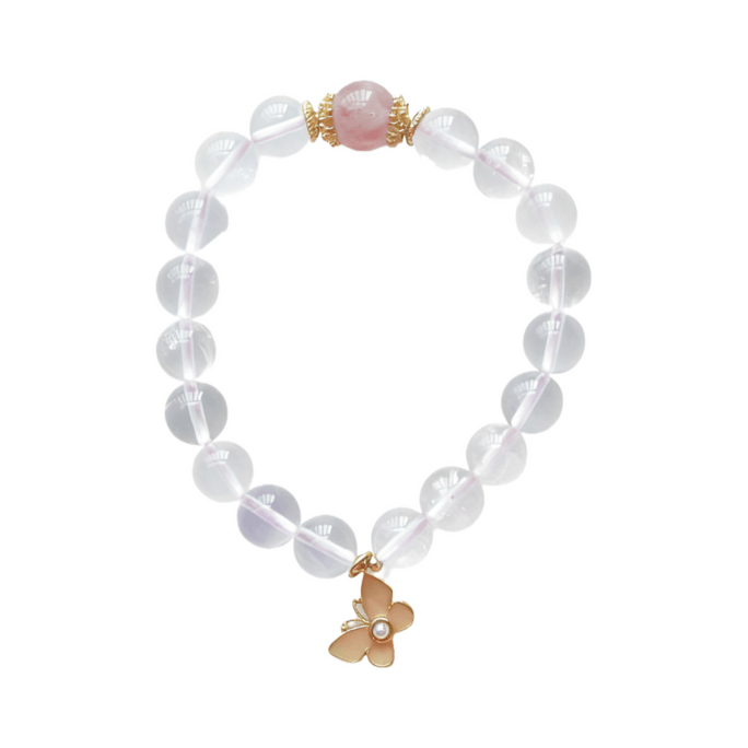 Natural Rose Quartz & Strawberry Quartz Bracelet – 6mm Love & Friendship Magnet 1Piece