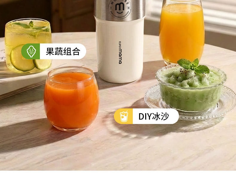 【中國直郵】 磨客 便攜式榨汁機家用小型榨汁杯無線全自動可碎冰保冷 牛奶白 1個
