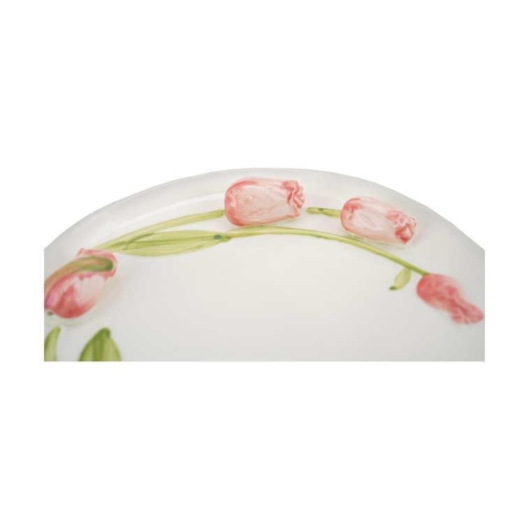 Assiette élégante en céramique avec motif tulipe 8 pouces 4