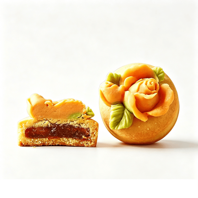 Floral Mooncake Plum Flavor,50g Handcrafted New Chinese-style Pastry