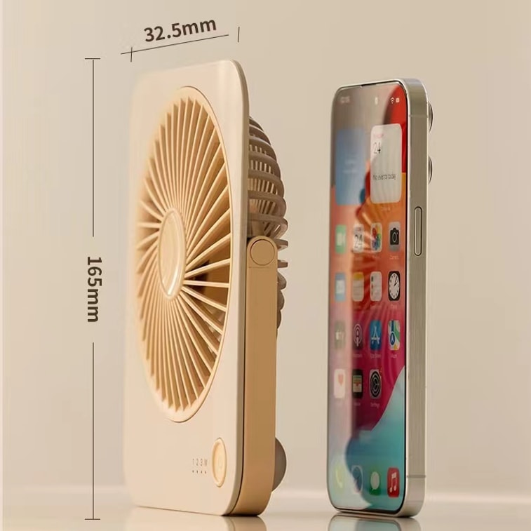 中国DeQian德前 超薄迷你桌面风扇便携折叠充电小风扇 浅棕色 1件 8