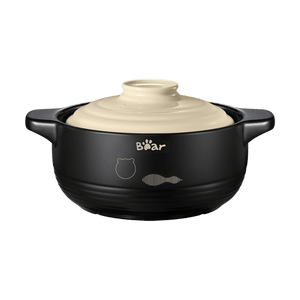 BEAR小熊 家用瓦斯爐砂鍋 陶瓷湯鍋燉鍋 燜煮燉多用砂煲 煲粥燉肉熬湯 米黃色 2.5L G0016-S01