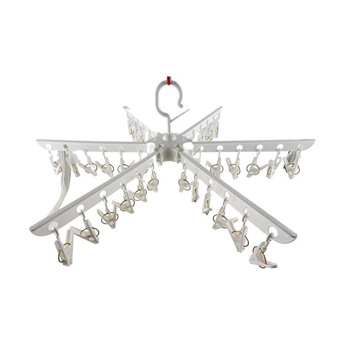 Bathing You Folding 36-Clip Umbrella-shaped Clothes Hanger Classic White J-31047