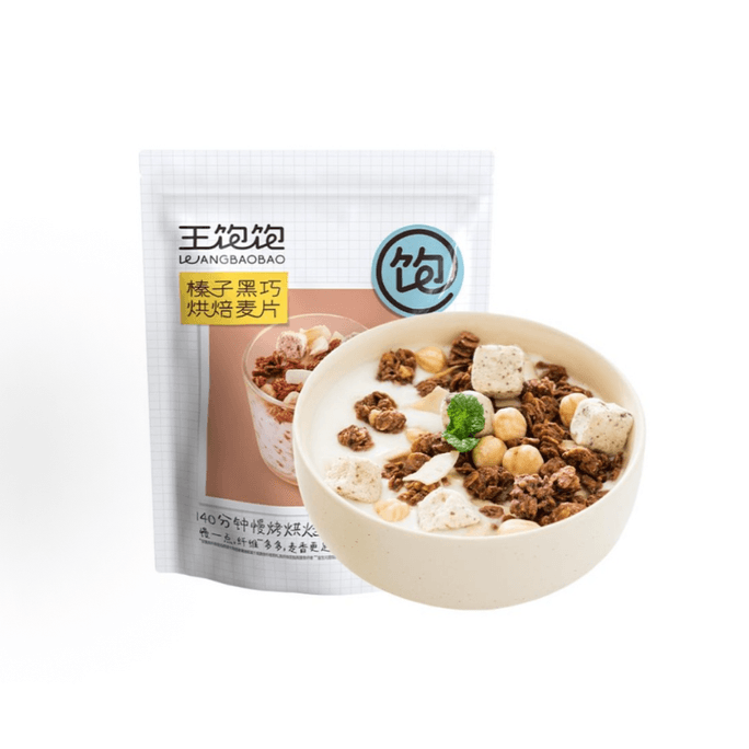 Hazelnut Dark Chocolate Oatmeal 350g - Baked Granola with Nuts