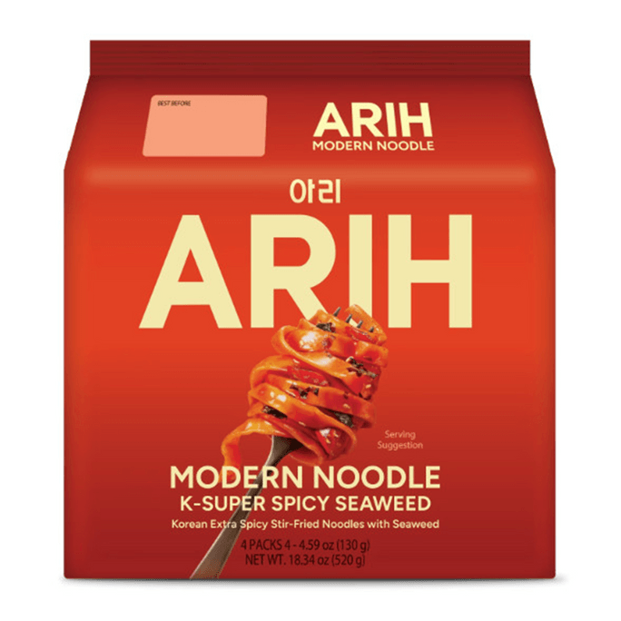 【韓國直郵】 韓國 PALDO 八道 BTS聯名 八道 ARIH 辣味海苔風味拌麵 520g(130g×4包)韓式辣拌麵方便麵