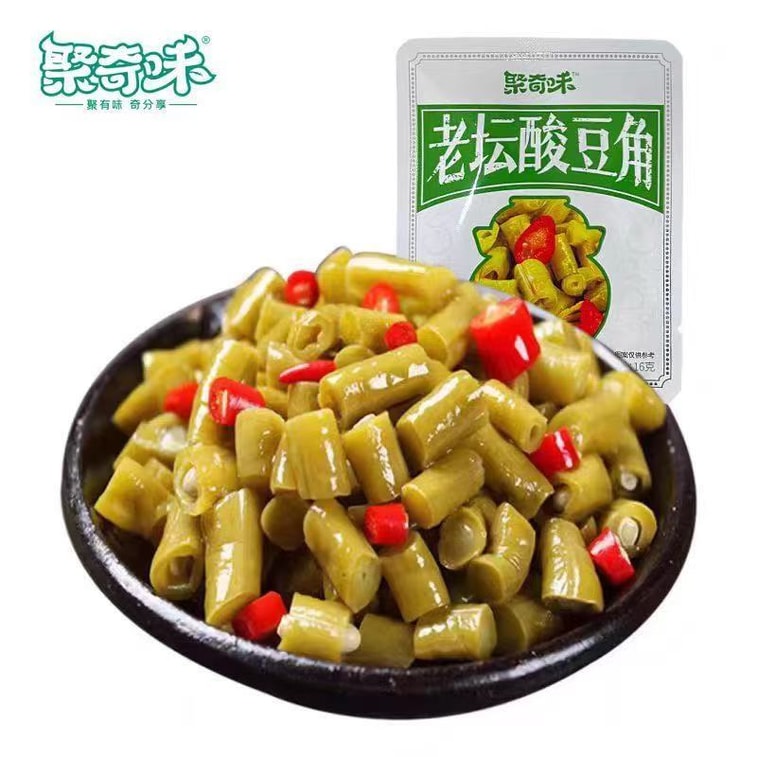 주지웨이 매콤한 절인 녹두 (16g x 10팩) - 훌륭한 반찬인 절인 채소 녹두입니다. 매콤하고 새콤하며 아삭한 식감이 일품입니다. 4