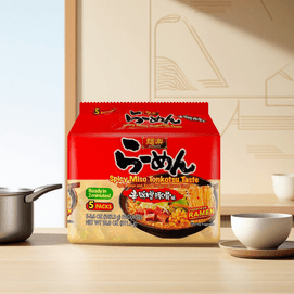 Menraku Japanese Ramen -  Instant Noodles , Spicy Miso Tonkotsu Taste -Spicy Miso And Rich Tonkotsu Flavor Soup ,5 Packs