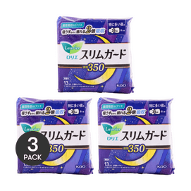 日本KAO花王 LAURIER樂而雅 S零觸感系列 無香型 超薄超長夜用衛生棉 2倍吸收超強保護 無螢光劑 350mm 13片入*3包【超值3包入】