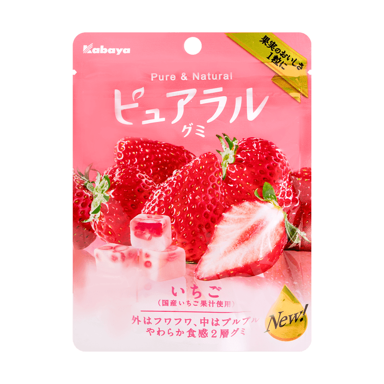 日本kabaya 果汁夹心qq软糖草莓味45g 亚米