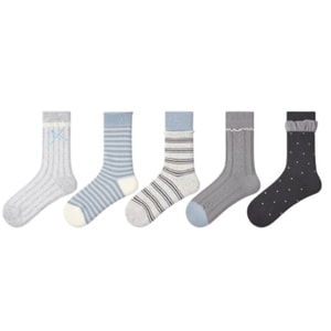 Kids' Autumn 2016 New Japanese-style College Miu Style Trendy Commuter Striped And Polka Dot Padded Tube Socks - R5054 Caramel Forest - Five-Pair Set