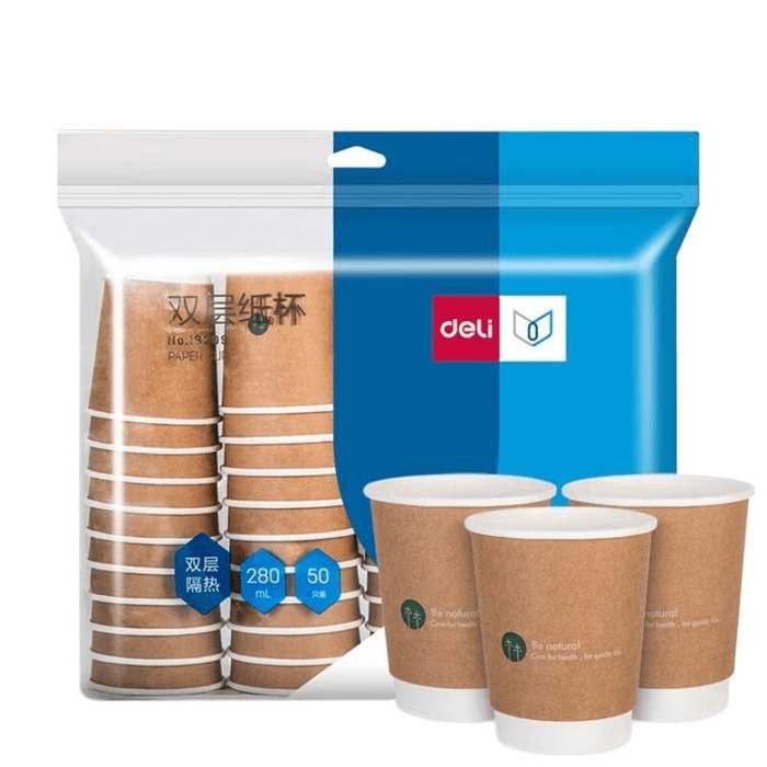 Disposable cup of double-layer thickened cowhide paper, 50 pieces per bag