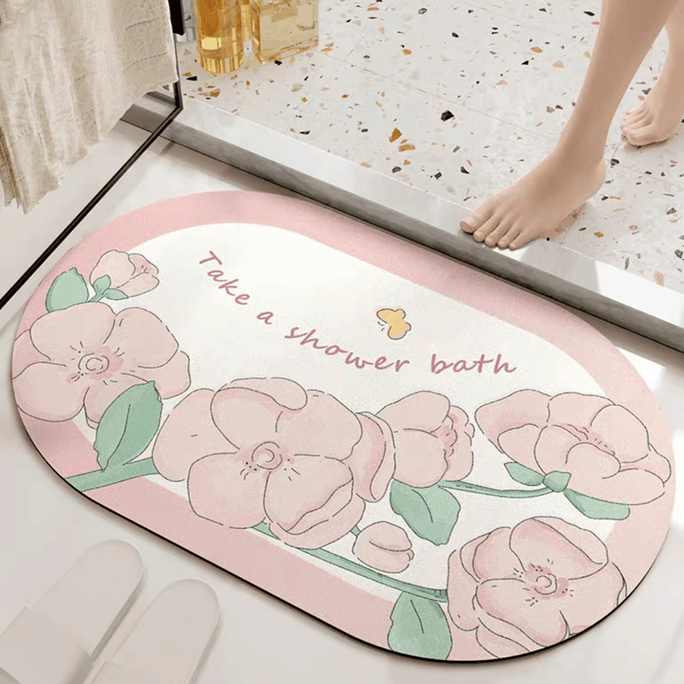 Bathroom Rug Rubber Anti-Slip Floor Mat Carpet 50*80cm Pink