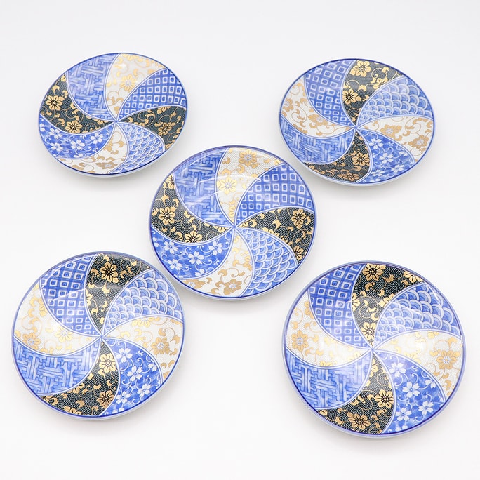 Japan Kutani Ware Handmade Serving Plate 5set (Clematis 6.49 x 6.49in)