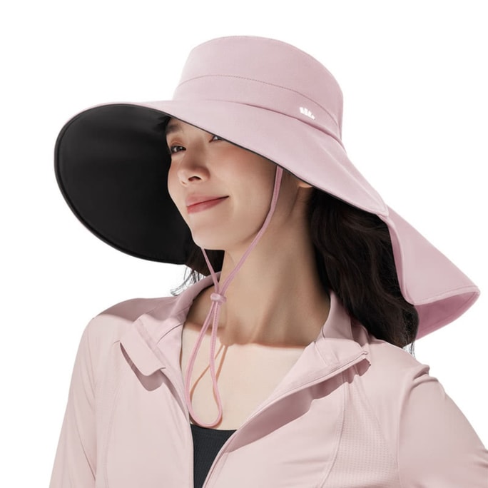 Black Lace Cape Sun Hat BM586 - Lilac Grey Pink  360° Coverage (12cm Brim + 20cm Cape)