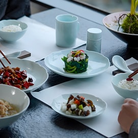 Jingdezhen Ceramic Dinnerware Peonies Bloom Set 4.5" Rice Bowl*4+8"Plate*2+8"Deep Plate*2