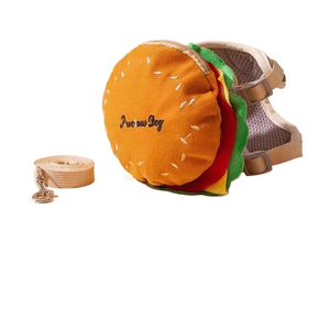 [중국 직송] 히피견 배낭 가죽끈 조끼 스타일 소형 반려견 산책 가죽끈 문자 햄버거 배낭 사이즈 M 7-14파운드 150cm * 1개