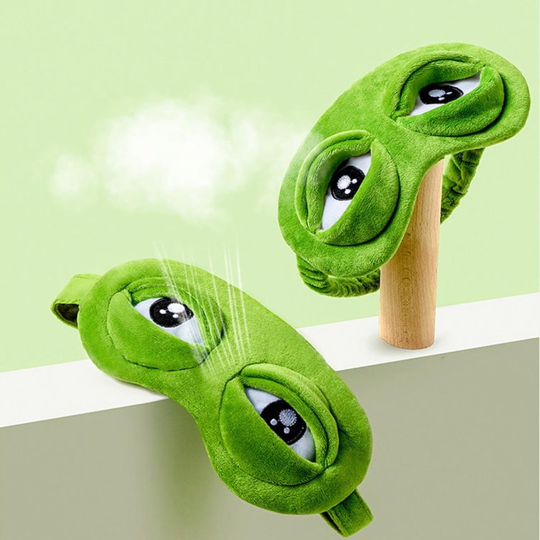 Eye-Care Funny Sad Frog Special Sleep Eye Mask for Light Blocking Frog Elastic Band Style + Earplugs F 1Piece 5
