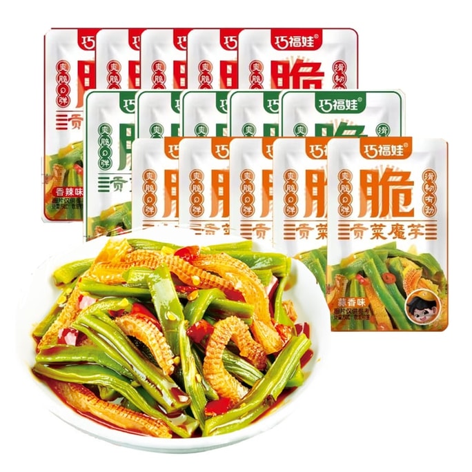 차오푸와 곤약과 건야채 샐러드 16g*12팩 (총 192g) - 바삭하고 맛있는 반찬으로, 봉지에서 바로 꺼내 드실 수 있습니다. 매콤하고 새콤하며 마늘 향이 조화롭게 어우러져 있습니다.