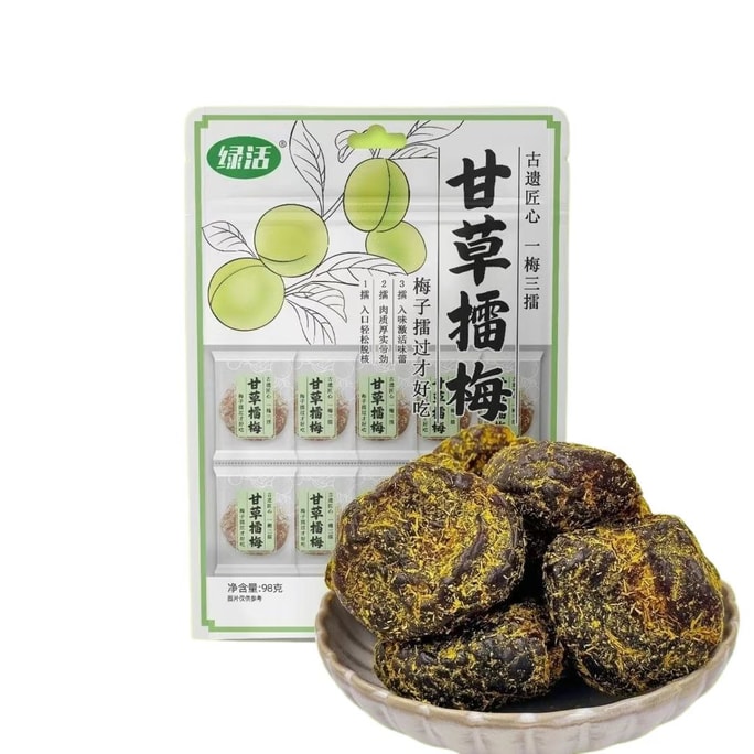 그린라이프 감초 자두 전통공예 자두 1개, 자두 3개를 두껍게 찧어 부드럽고 맛있고 새콤달콤한 맛 98g