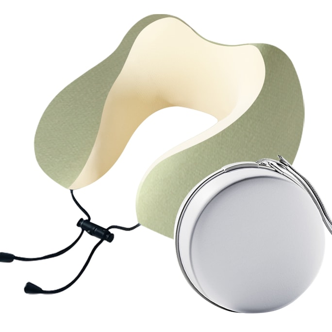 Memory Foam Travel Pillow, U-Shaped Ice Silk Cover - Ultra Portable (Phone-Sized Carry Case) for Flight & Office 1piece