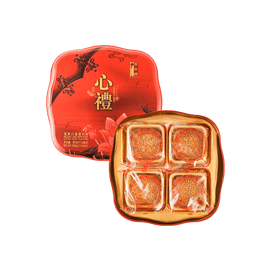 White Lotus Seed Paste with Egg Yolk Mooncake Gift Box, 4 Pieces 17.62 oz【Mid-Autumn Festival Gift Box】