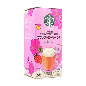 日本STARBUCKS星巴克 櫻花草莓拿鐵 即溶咖啡 4條入 96g【季節限定】