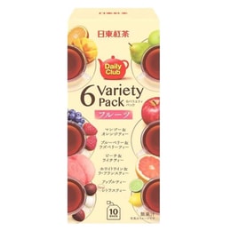 【日本直邮】日东红茶 综合6种水果香味水果茶包 10包装