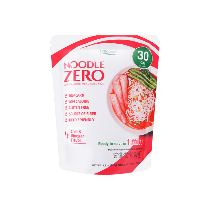 Low Calorie Konjac Noodles - Chili & Vinegar Flavor, Healthy & Convenient, 7.8oz