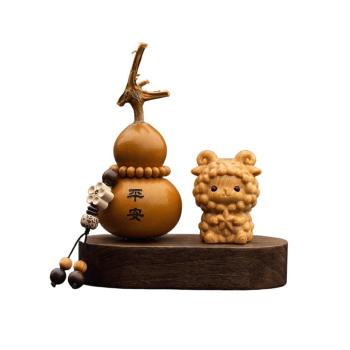 【中国直邮】 贝选优品 天然崖柏木十二生肖汽车摆件葫芦装饰香薰高档中式小礼物羊 约81g