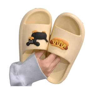 XXT 5529 Hot Dog Print Slippers Yellow 36/37