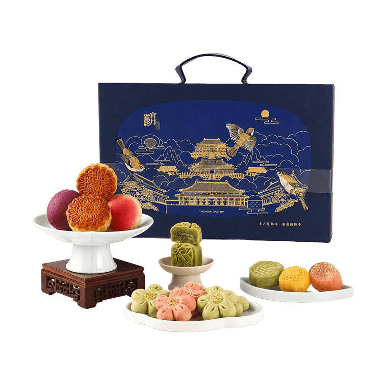 Moon Splendor Mooncake Gift Box 25.82oz 【Mango Pomelo Sago+Jasmine Milk Tea Lava Milk Grape+Peach+Rose Lychee+Lotus Seed】 6