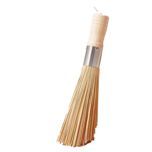 Natural Bamboo Pot Brush, Bamboo Pan Brush, Kitchen Pot Cleaning Brush, Magic Bowl Brush for Home Use, Bamboo Cooking Brush [Wood Handle Bamboo Brush], Thickened and Enlarged Slanted Tip - 1 Piece