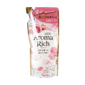 日本LION狮王 Soflan Aroma Rich 衣物香水柔顺剂補充包 防静电抗皱除菌花香留香持久 #Diana高雅玫瑰香 480 ML