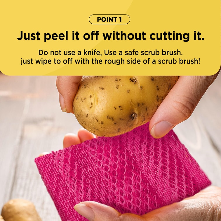 South Korea K-CORNSSIL PLA Potato Peeling Scrubber 4pcs/pack (Pink) For Removing Soil And Skin From Potatoes 5