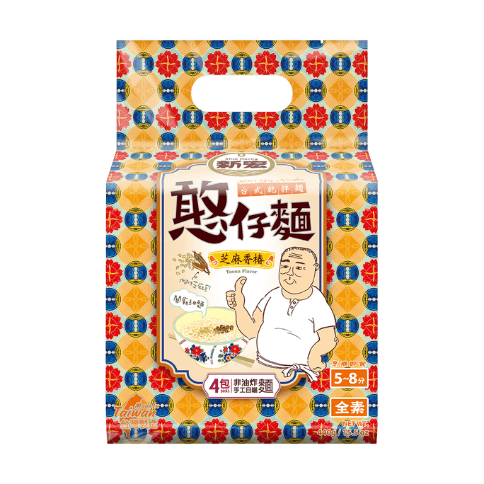 新宏 憨仔面 即食方便面 芝麻香椿味 110g*4包