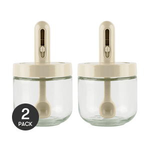All-in-One Spoon & Lid Condiment Salt Jar Canister  275ml*2