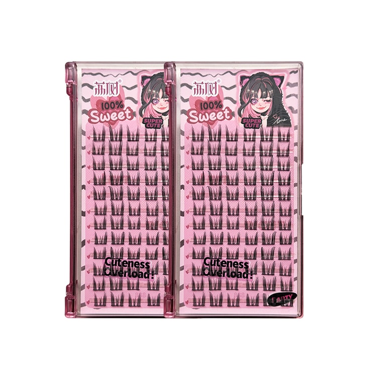 中国LISHU荔树纯自然仿真单簇 分段式 欲猫耳朵假睫毛 日常短短款1201(10-12mm)1盒 8