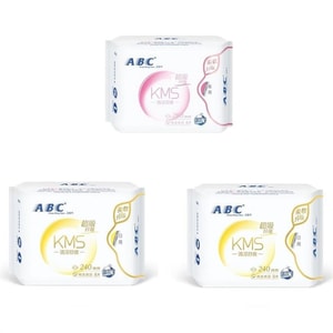 ABC American Sanitary Pads KMS Cooling & Refreshing Ultra-Thin, Soft Cotton Sanitary Pads: Daytime 240mm (8 Pads/2 Packs) + Night-time 280mm (8 Pads/1 Pack)