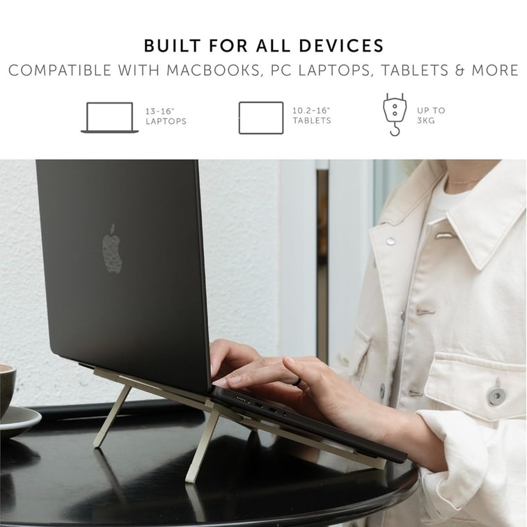 Fold Laptop Stand – Ultra-Slim Foldable & Portable Laptop Stand – Ergonomic & Optimized Viewing Angle – for 13 to 16 Inch MacBooks & Laptops, 10 to 16 Inch iPads & Tablets- Blue1排出 5