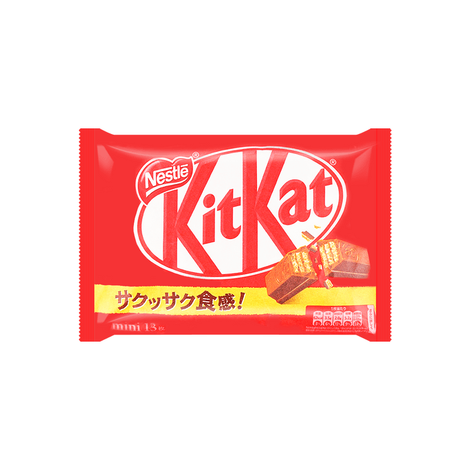 日本雀巢 KITKAT 迷你涂层夹心威化饼干 巧克力原味 袋装 13枚装